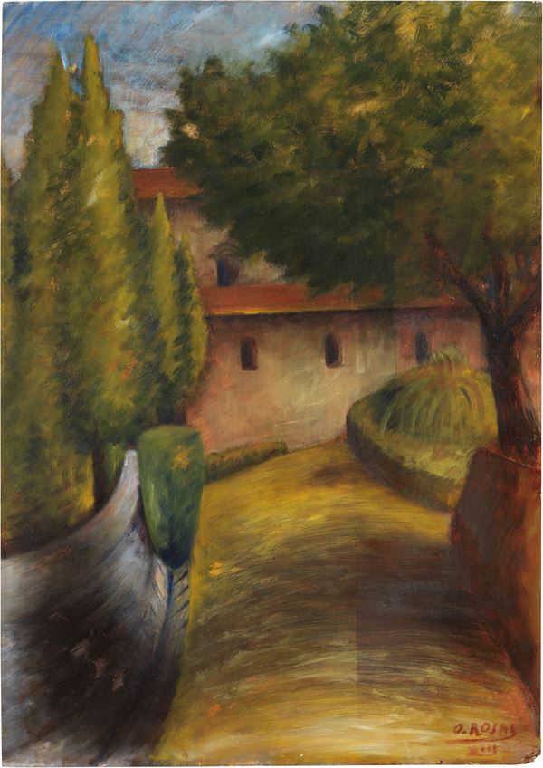 Ottone Rosai : Salita di Monte alle Croci  (1935)  - Olio su tavola - Auction Modern Art - II - Casa d'aste Farsettiarte
