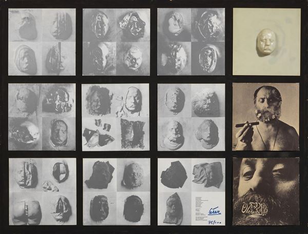 C&#233;sar : Tête a têtes  (1973)  - Maschera in plastica termoformata, foto stampate su 9 pannelli e due opuscoli, multiplo, es. 75/100 - Asta Arte Moderna e Contemporanea - I - Casa d'aste Farsettiarte