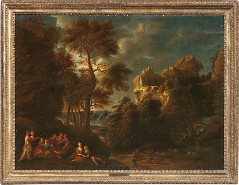 Cornelis Huysmans - Paesaggio con Scena Galante