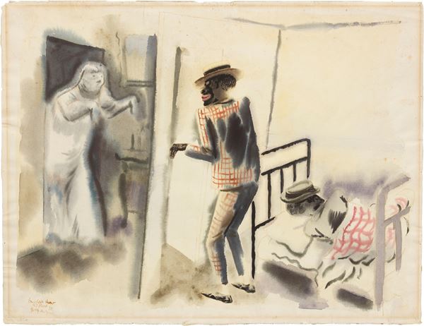 George Grosz : Burlesk Show, 42nd Street  (1932)  - Acquerello su carta - Auction Modern Art - II - Casa d'aste Farsettiarte