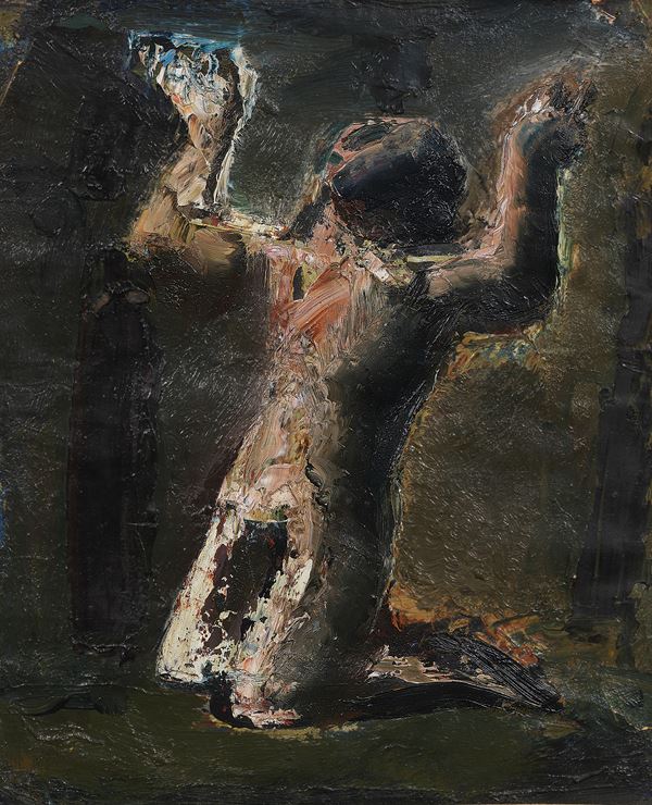 Mario Sironi : Figura  (1930 ca.)  - Olio su carta applicata su cartone - Asta Arte Moderna - II - Casa d'aste Farsettiarte