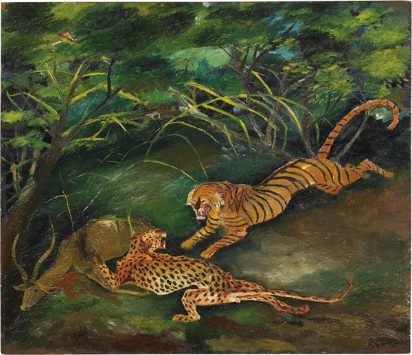 Tigre con leopardo