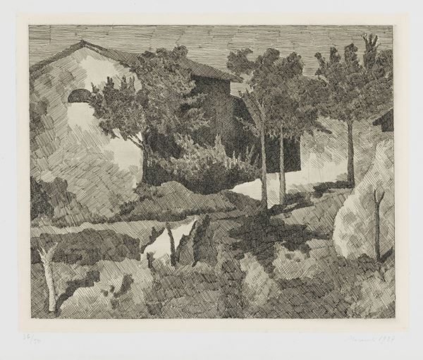 Giorgio Morandi : Paesaggio del Poggio  (1927)  - Acquaforte su rame, su carta India incollata, es. 36/50 - Auction Modern Art - II - Casa d'aste Farsettiarte