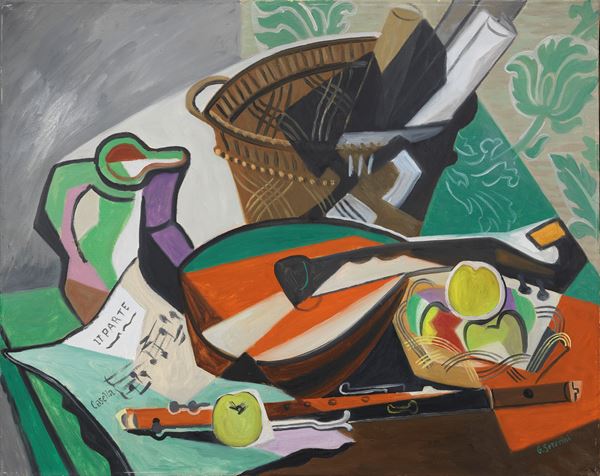 Gino Severini : Omaggio a Casella  (1947)  - Olio su tela - Asta Arte Moderna - II - Casa d'aste Farsettiarte