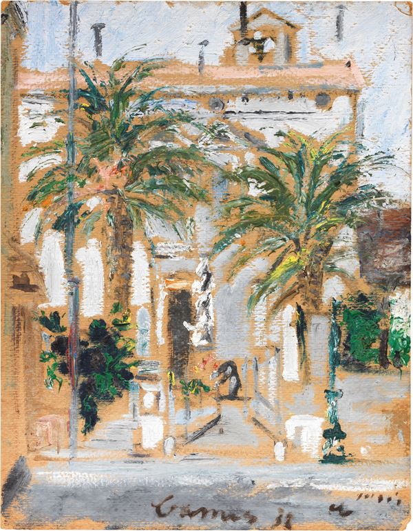 Filippo de Pisis : Cannes  (1932)  - Olio su cartone - Auction Modern Art - II - Casa d'aste Farsettiarte