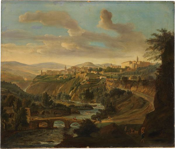Pierre-Henri de Valenciennes (scuola di) - Veduta di città dell'Italia centrale