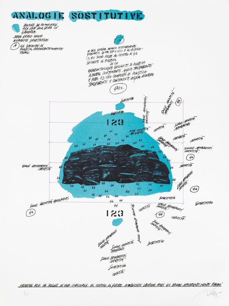 Fabrizio Plessi - Analogie sostitutive, serigrafia a colori, es. 8/75