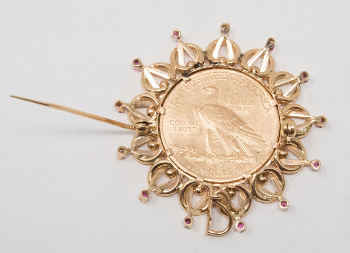 Pendente Circolare con Spilla in Oro Giallo