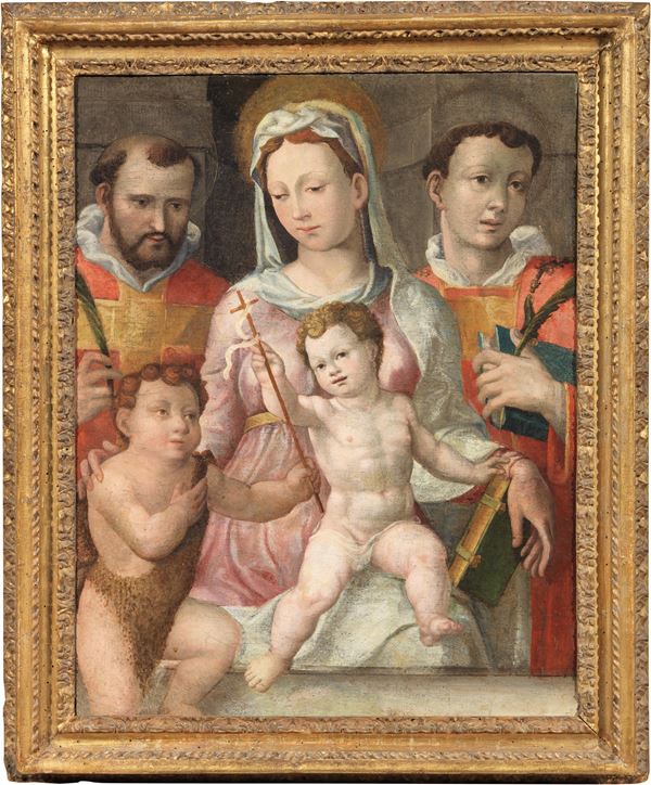 Scuola toscana del XVI secolo - Madonna col Bambino, San Giovannino e Santi