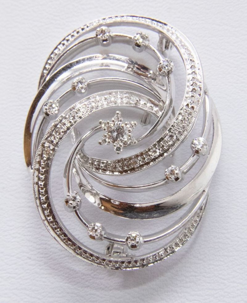 Spilla in Oro Bianco e Brillanti