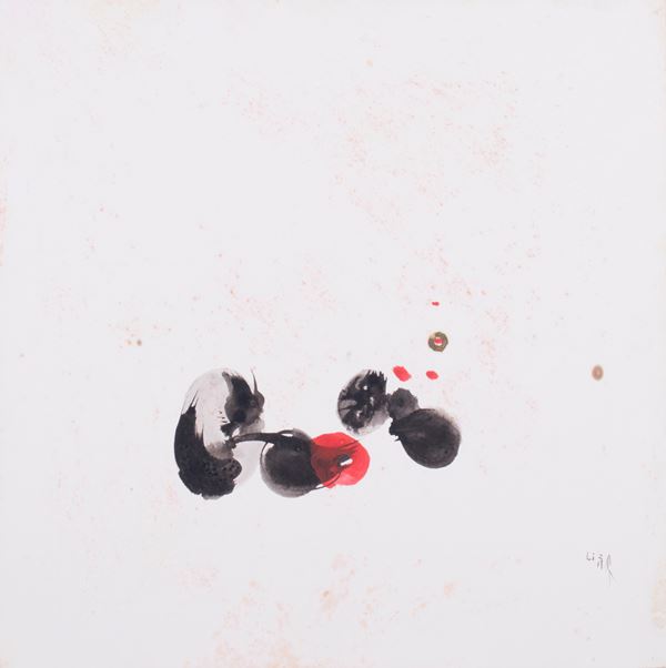 Li Yuan-Chia : Senza titolo  - Acquerello su carta applicata su tavola - Asta Dipinti, Disegni, Sculture e Grafica - Casa d'aste Farsettiarte