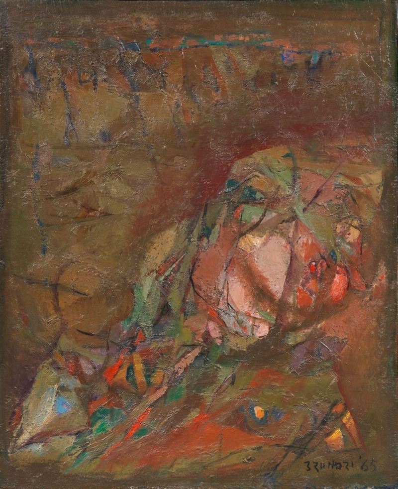 Enzo Brunori - Senza titolo, olio su tela