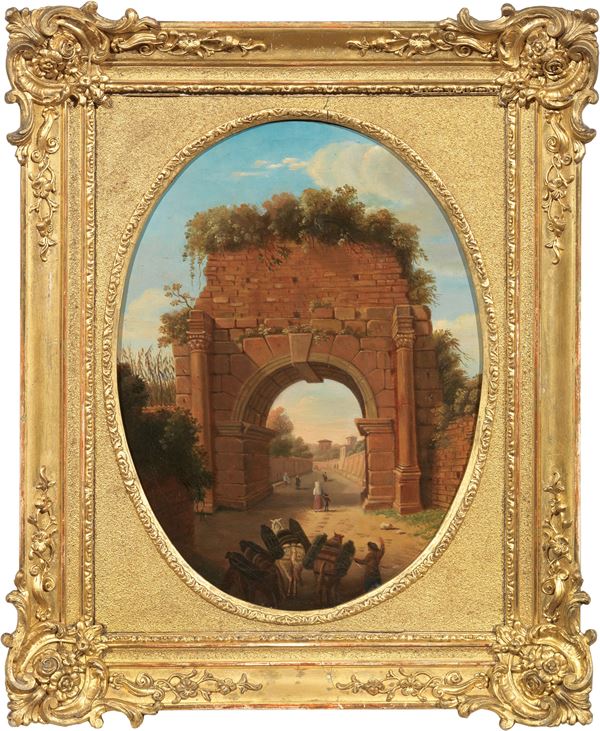 Giacomo Van Lint - «Veduta dell'arco di Druso» e «Veduta dell'arco di Giano Quadrifronte»