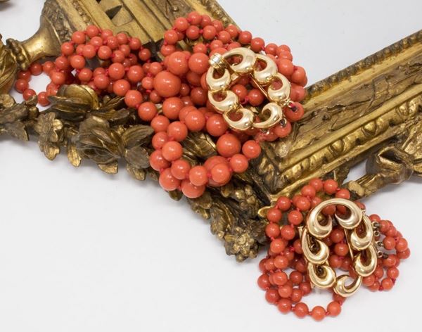 Collana e bracciale in corallo rosso