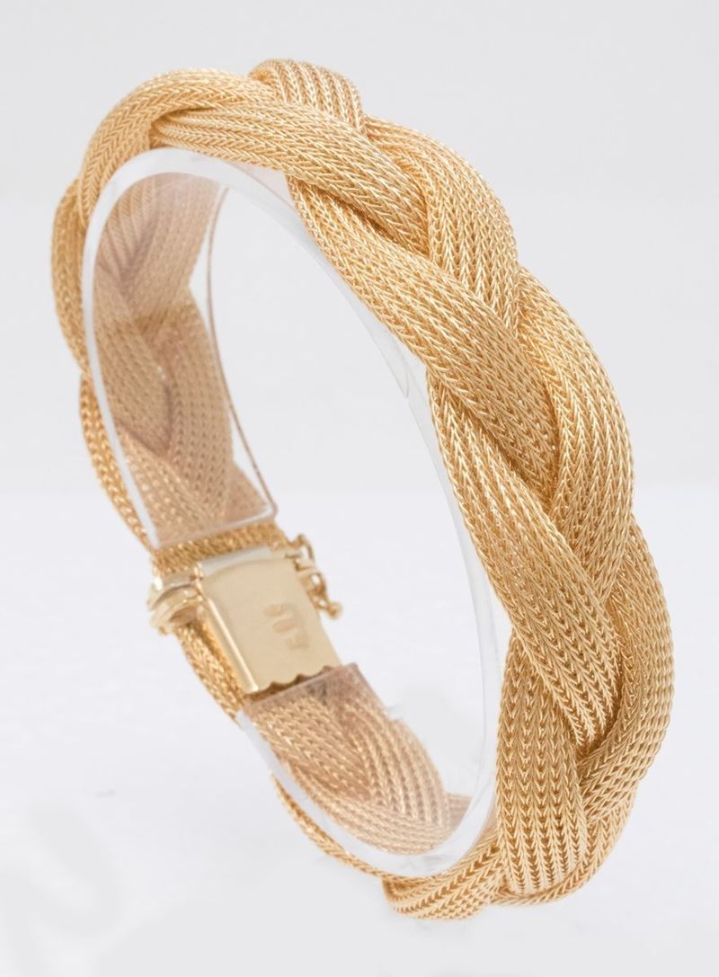 Bracciale in Oro Giallo a Maglia Intrecciata