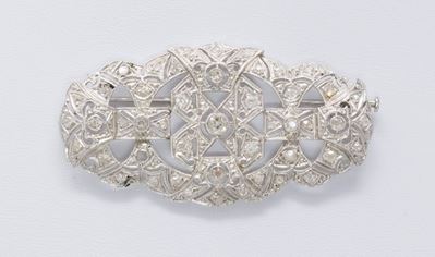 Spilla Ovale in Oro Bianco e Diamanti