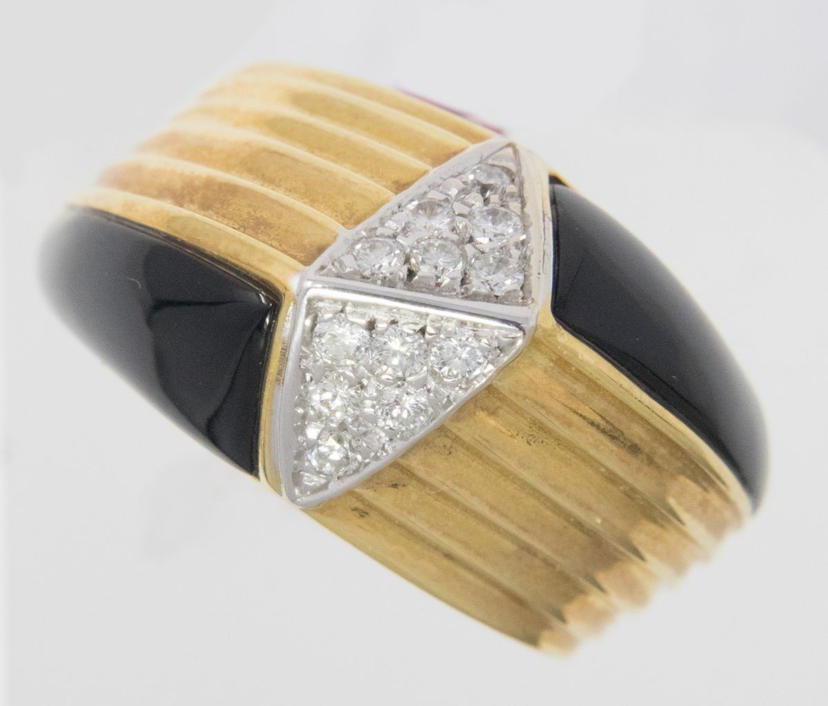 Damiani Anello Conico in Oro Giallo con Onice e Brillanti