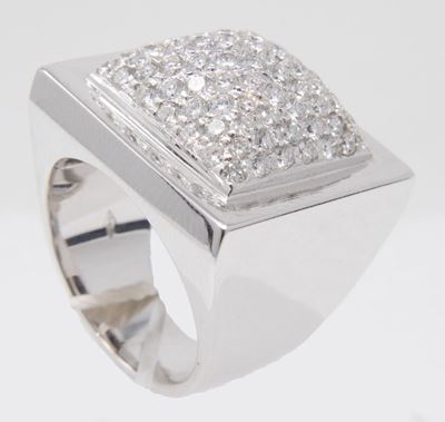 Anello a Fascia in Oro Bianco e Diamanti