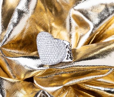 Pasquale Bruni Anello a Fascia Traforata in Oro Bianco e Brillanti