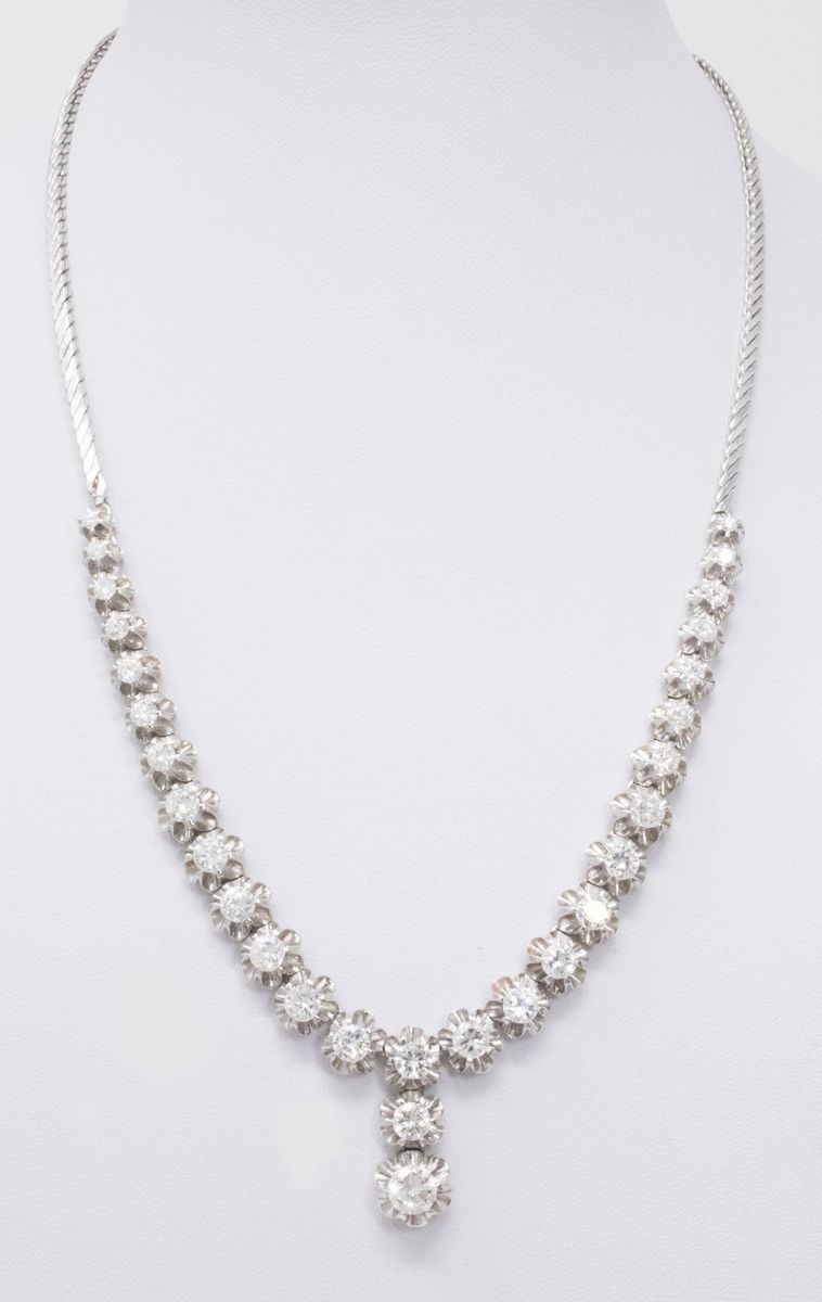 Collana Girocollo in Oro Bianco e Diamanti