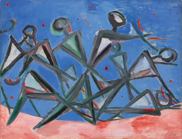 Virgilio Guidi : Incontro  (1950)  - Olio su tela - Asta Arte Moderna - Casa d'aste Farsettiarte