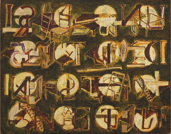 Marco Tirelli : Senza titolo  (1985)  - Tecnica mista su carta applicata su tavola - Asta Arte Contemporanea - Casa d'aste Farsettiarte