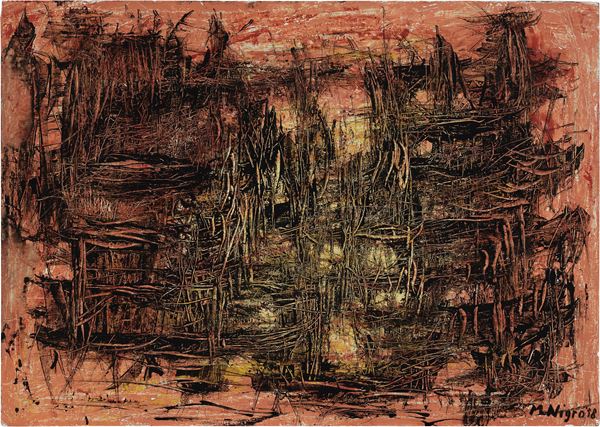 Mario Nigro : Mythologic moment  (1958)  - Olio e tecnica mista su tela - Auction Contemporary Art - Casa d'aste Farsettiarte