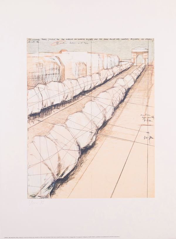 Christo : Wrapped Trees  (2003)  - Cromolitografia - Auction Paintings, Drawings, Sculptures and Multiples - Casa d'aste Farsettiarte