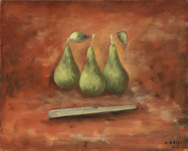 Ottone Rosai : Natura morta  (1942)  - Olio su cartone telato - Asta Arte Moderna - Casa d'aste Farsettiarte