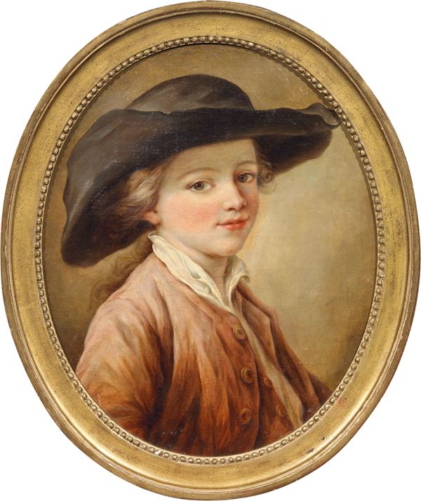 Scuola francese seconda met&#224; del XVIII secolo - «Ritratto di fanciullo con cappello» e «Ritratto di fanciulla»