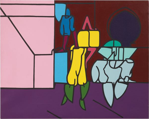 Valerio Adami : I giocolieri  (1969)  - Acrilico su tela - Auction Contemporary Art - Casa d'aste Farsettiarte