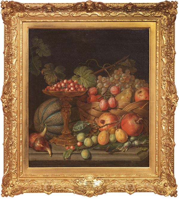 Scuola fiamminga fine XVII secolo : Natura morta  - Olio su tela - Asta Importanti Dipinti e Arredi Antichi - Casa d'aste Farsettiarte
