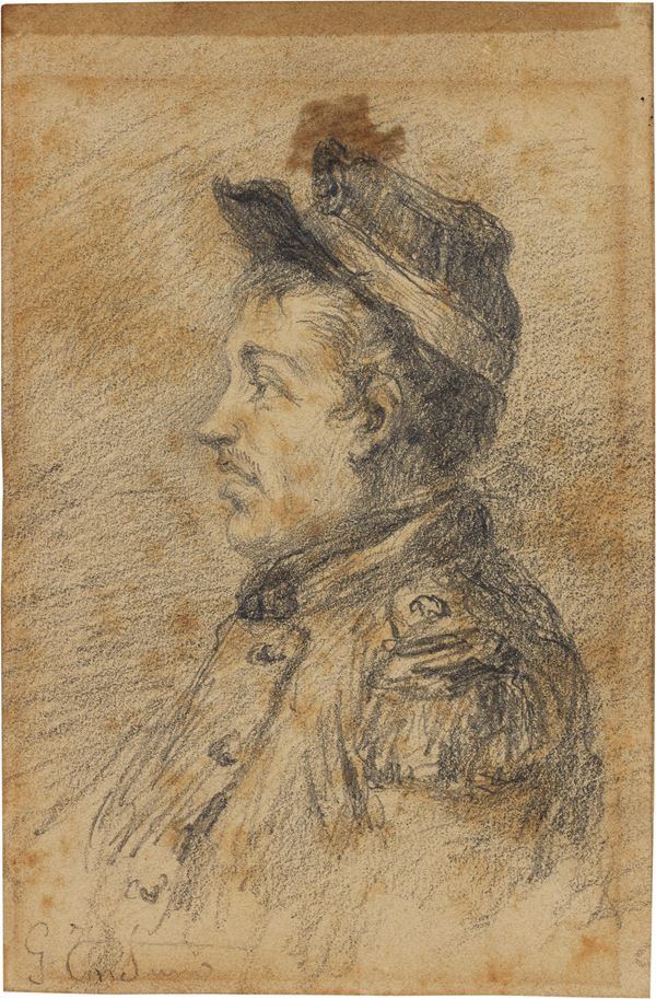 Anonimo del XIX secolo : Soldato  - Matita su carta - Auction XIX and XX Century Paintings and Sculptures - Casa d'aste Farsettiarte